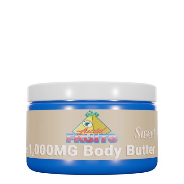 1,000mg CBD Body Butter infused with Sweet Almond and Vanilla for a luxurious moisturizing experience